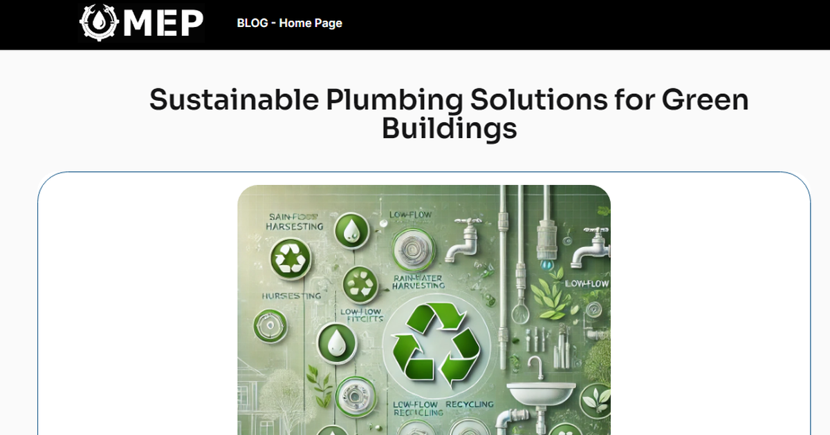 Sustainable Plumbing Solutions for Eco-Friendly Buildings | MEP Blog - Building Green Plumbing Systems For New Homes